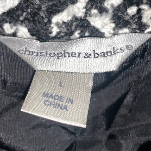 Christopher & Banks Black And White Printed Tie Front Sleeveless Jacket Large - Picture 7 of 8